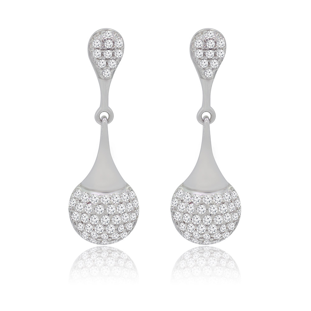 White Cubic Zirconia Teardrop Earrings